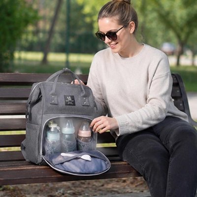 Sac a dos  langer organisé gris multicompartiments 