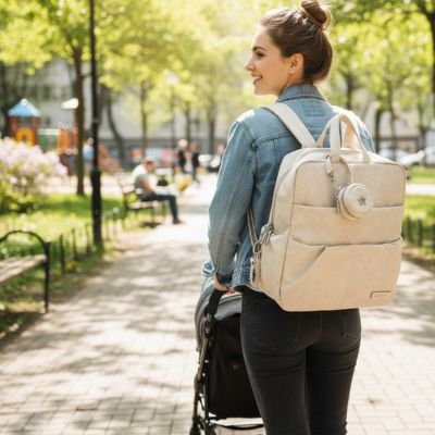 Sac a langer a dos beige ultra pratique beige