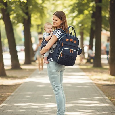 Sac à langer avec pochette et fermeture éclair