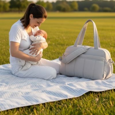 Sac à langer bébé multipoches avec bébé