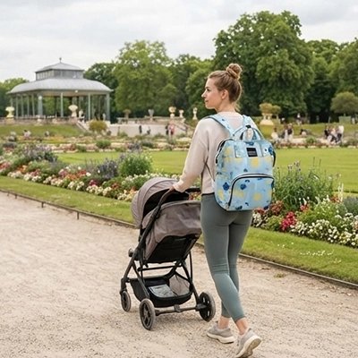 Sac a langer bébé pratique multipoches bleu clair