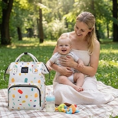 Sac a langer bébé pratique multipoches blanc
