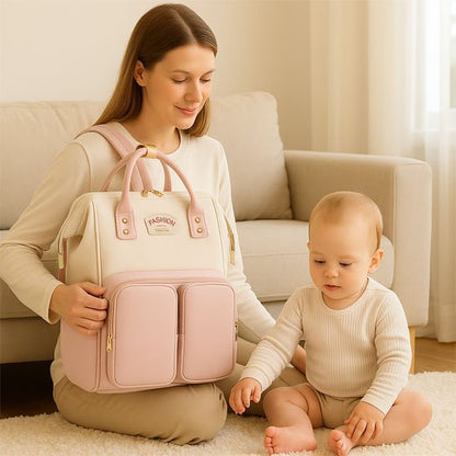 Sac a langer multi poche avec sangles roses