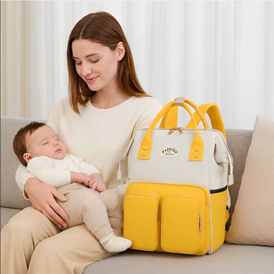 Sac a langer multi poche jaune