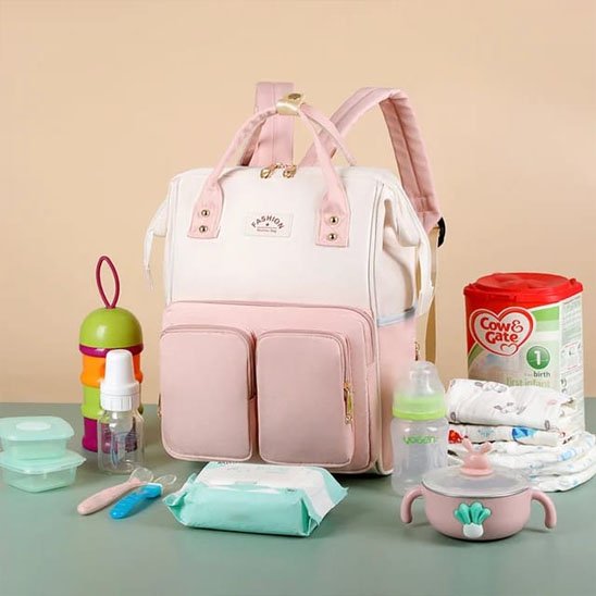 Sac a langer multi poche rose
