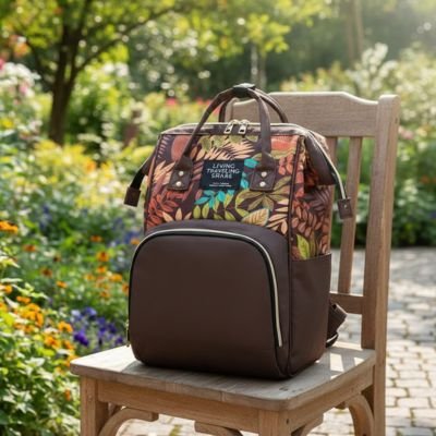 Sac à langer pratique brun sur chaise