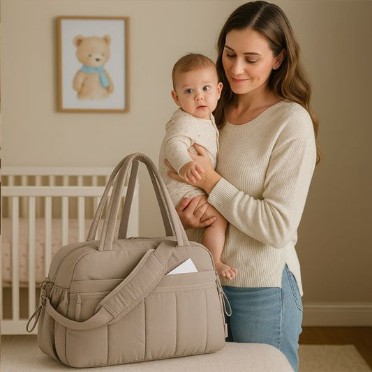 Sac à langer ultra pratique-bandoulière beige