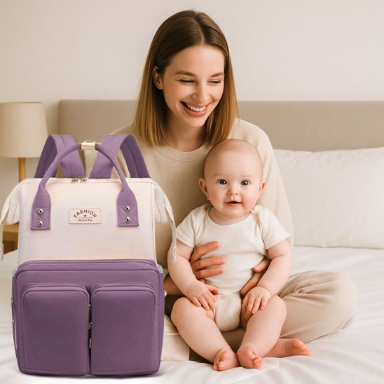 Sac a langer multi poche mauve