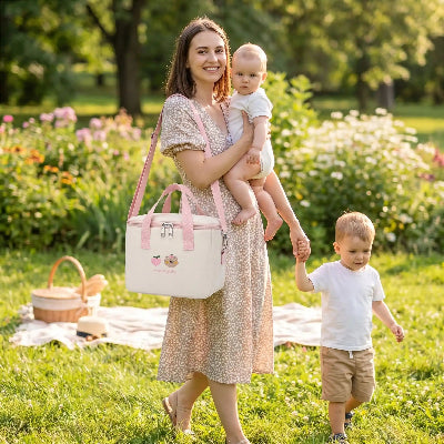 Sac isotherme bébé compact organisé rose