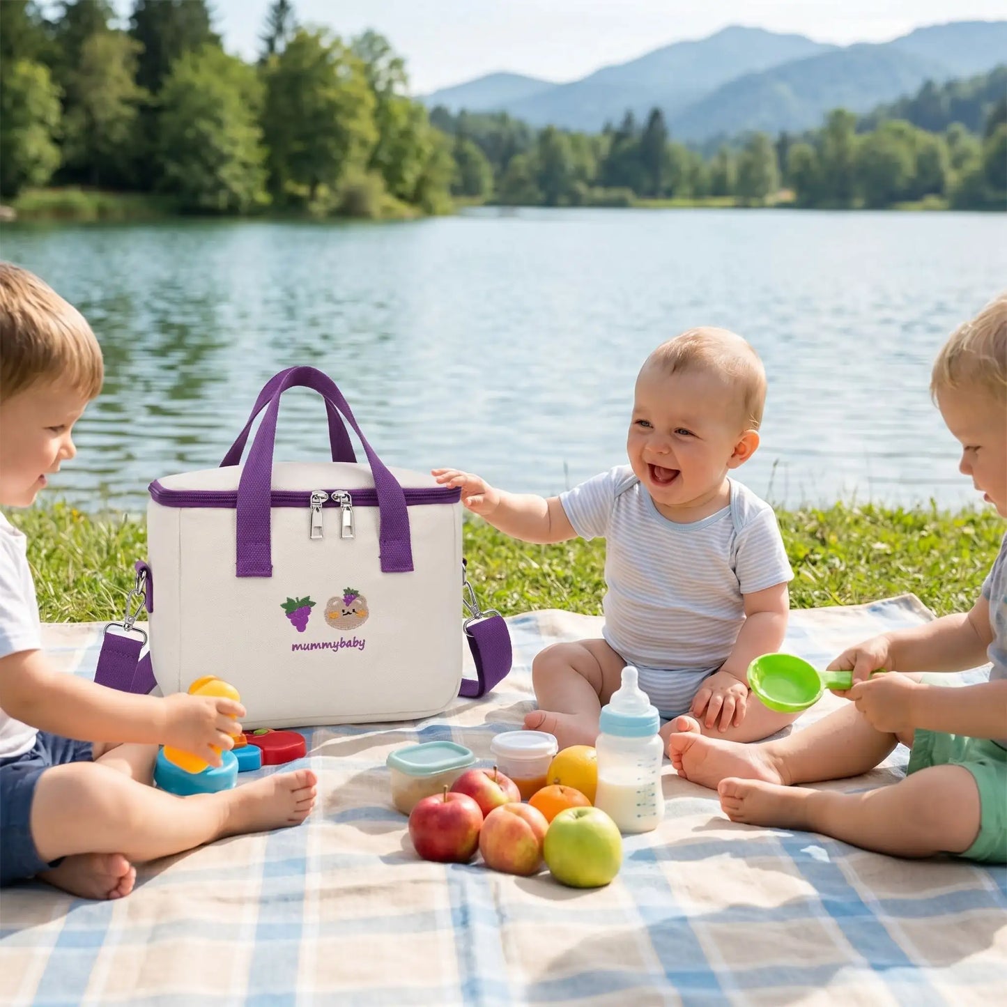 Sac isotherme bébé compact pratique mauve