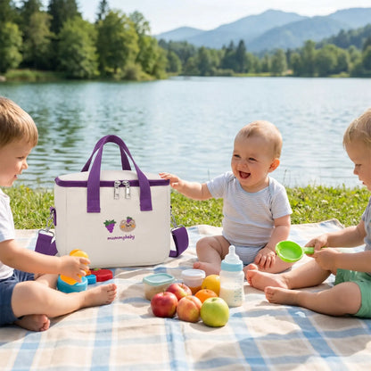 Sac isotherme bébé compact pratique mauve
