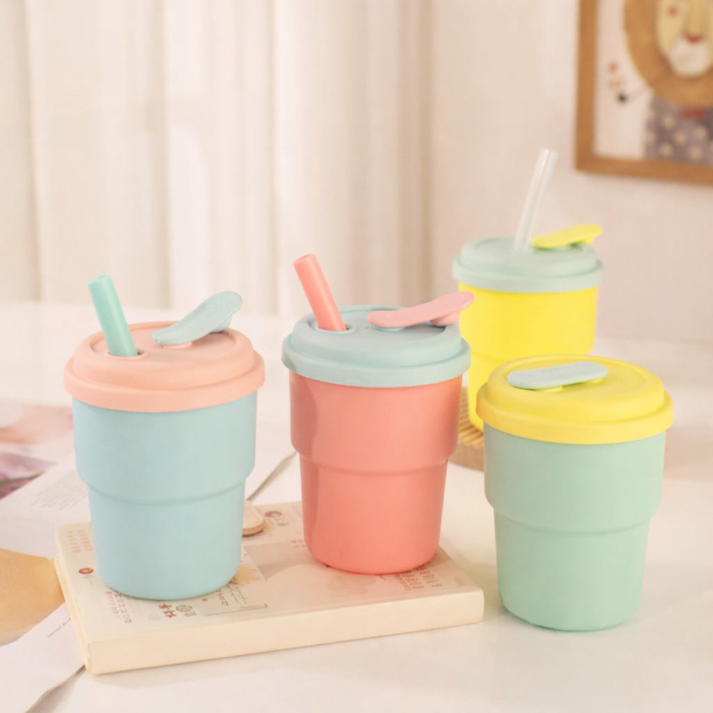 Tasse avec paille pour bébé avec couvercle