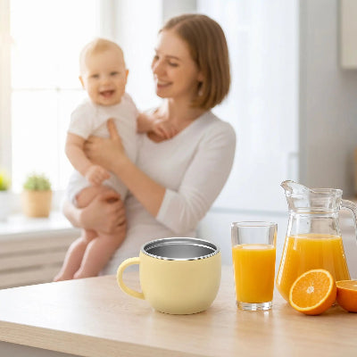 Tasse d'apprentissage acier hinoxydable couleur jaune