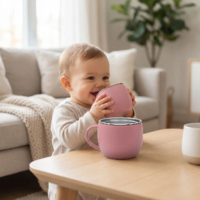 Tasse d'apprentissage acier hinoxydable couleur lilas