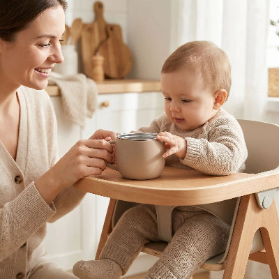 Tasse d'apprentissage acier hinoxydable couleur taupe