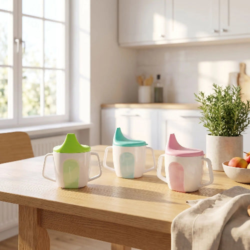 Tasse d'apprentissage bébé anti fuite trois couleurs