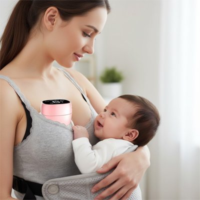 Tire lait main libre bébé souriant