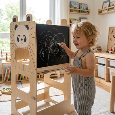 Tour d'apprentissage​ en bois avec tableau