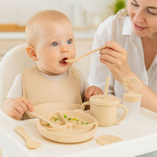 Vaisselle bébé anti casse enssemble beige 