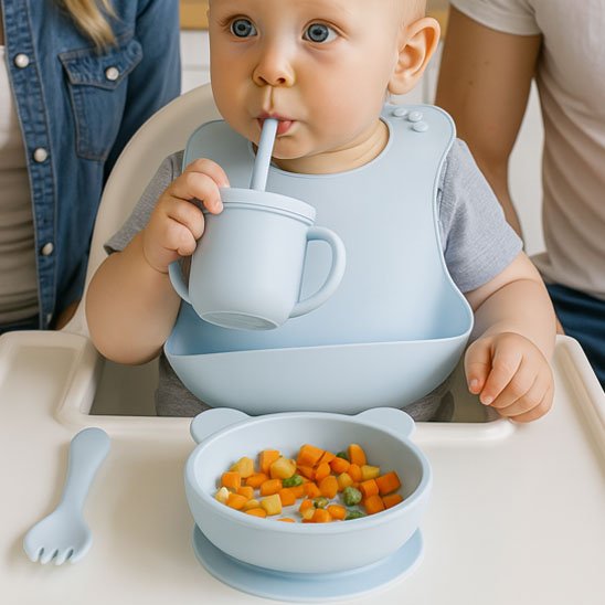 Vaisselle bébé anti casse fourchette bleu