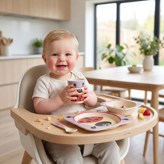 Vaisselle bébé bambou coccinelle rouge