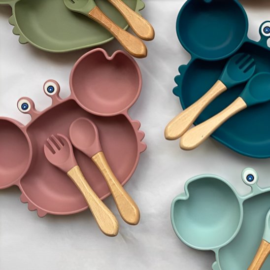 Vaisselle bébé crabe turquoise