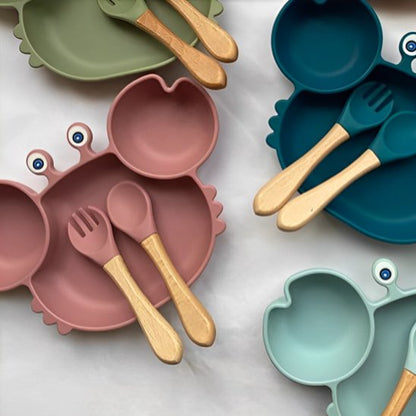 Vaisselle bébé crabe turquoise