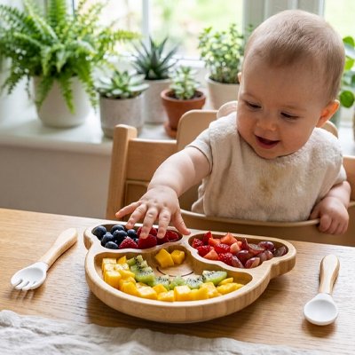 Vaisselle pour bébé sécurisé silicone blanc gris