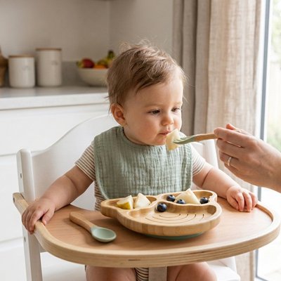 Vaisselle pour bébé sécurisé silicone vert