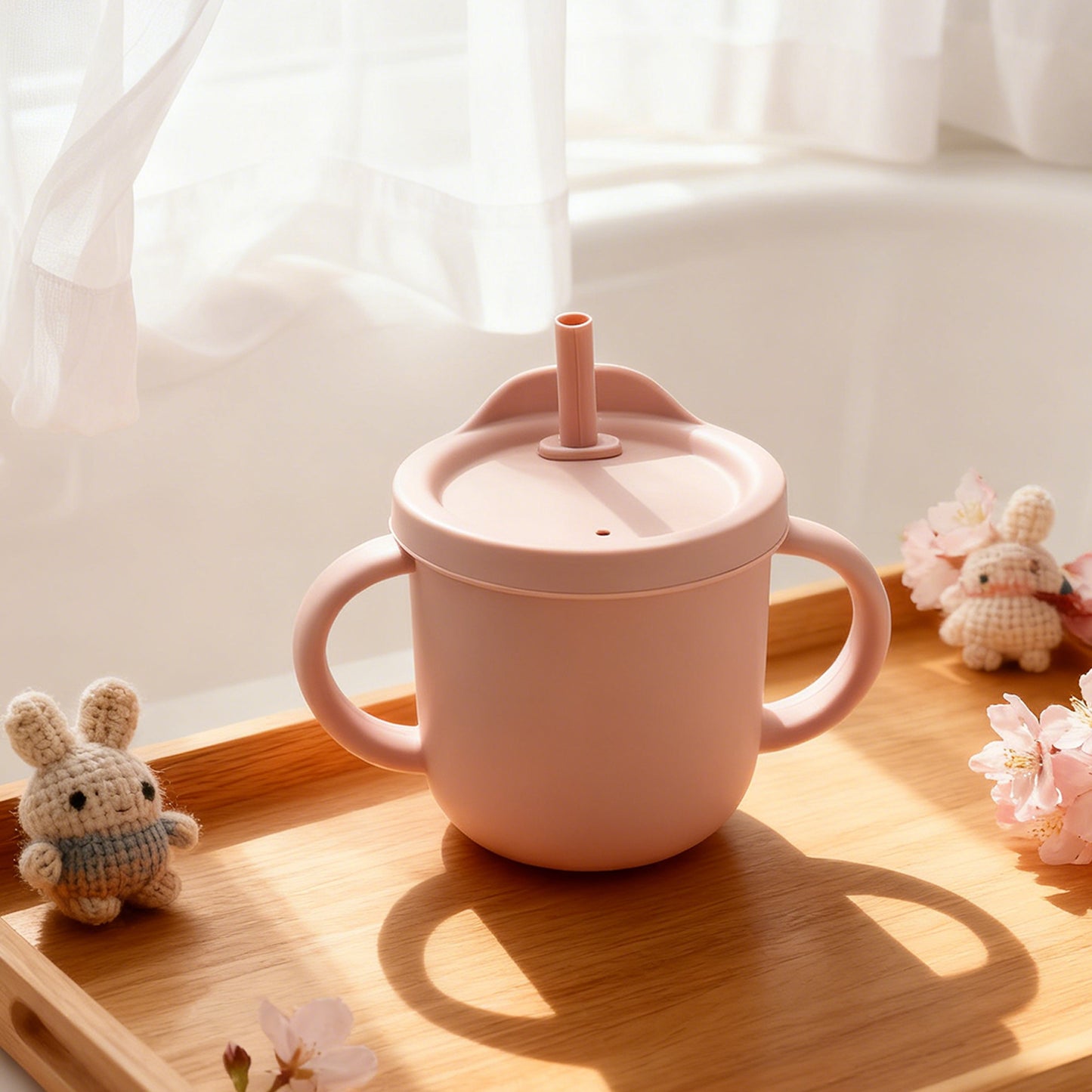 Verre bébé anti renversement rose