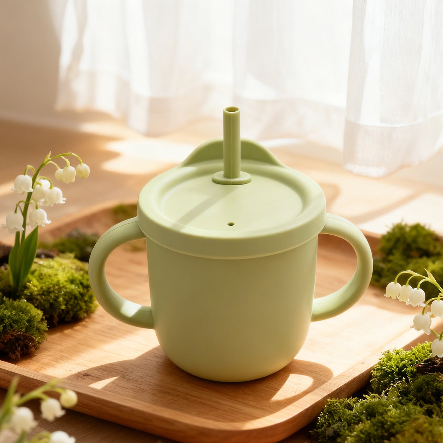 Verre bébé anti renversement vert